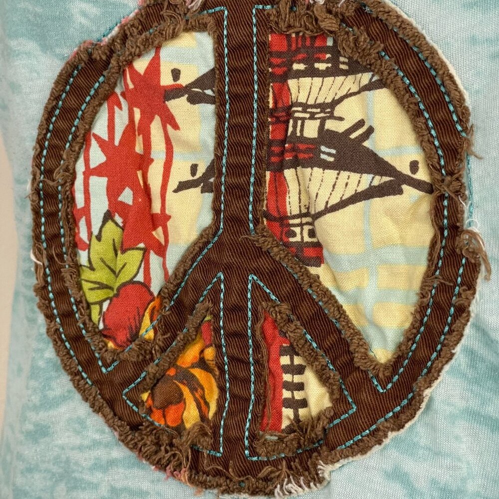 Hippie Tank Top Womens Medium Indie Festival Boho Embroidered Peace Sign Retro - Picture 4 of 16